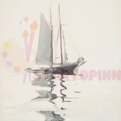 Calm Ocean Breeze Watercolor Sailboat Painting in Kansas